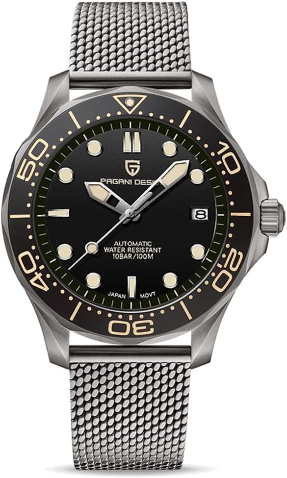 Pagani Design 1667 Men's Fashion Automatic Diving Watch NH35 Movement Rotating Ceramic Bezel Waterproof Nylon Rubber Business Sport Self-Winding Watch