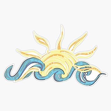Ocean and Sun - Beach - Gifts - Trendy Cute Vinyl Waterproof Sticker Decal Car Laptop Wall Window Bumper Sticker 5"
