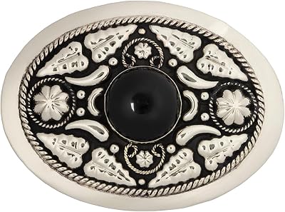 Western Express Mens German Silver With Onyx Belt Buckle - Fr-880