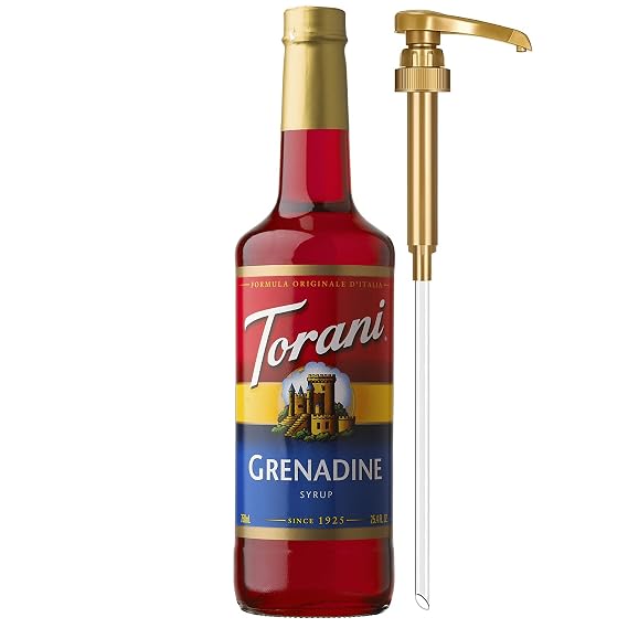 Torani Syrup, Grenadine Flavoring for Drinks, Pump Included, 25.4 Fl Oz
