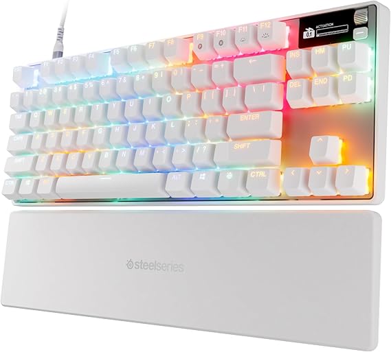 SteelSeries Apex Pro TKL Gen 3 White OmniPoint 3.0 Switches — Einstellbare Betätigung — Schneller Auslöser — Spielbereite Voreinstellungen — Schutzmodus — Rapid Tap/SOCD — OLED — RGB —