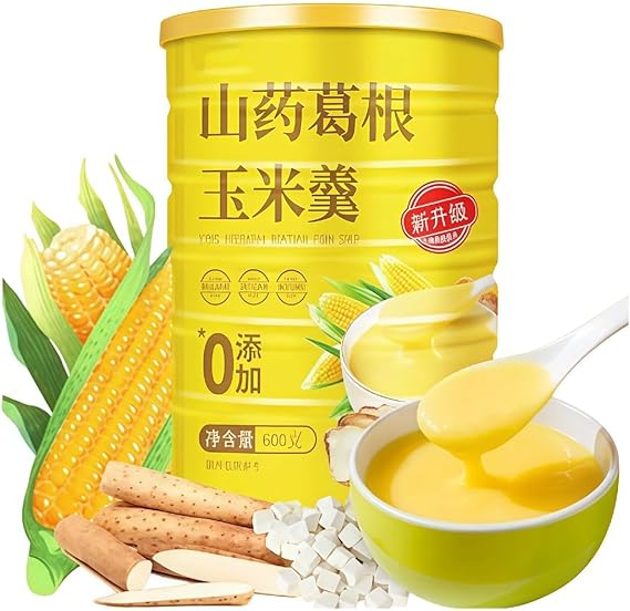 Chinese Corn Soup Powder, 600g Yam and Pueraria Corn Powder - Premium Natural Ingredients, Nutrient-Rich, Gluten-Free, Easy to Prepare - Ideal for Breakfast, Snack or Meal Replacement