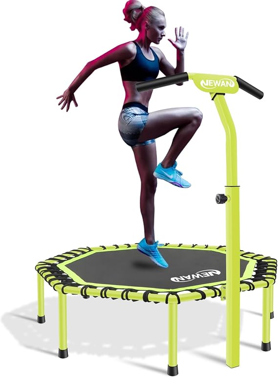 Newan 48" Fitness Trampoline with Adjustable Handlebar Silent Trampoline Bungee Rebounder Jumping Cardio Training Adult - Max Limit 330lbs, Green