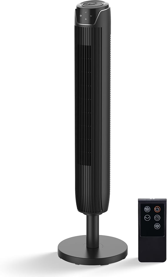 Senville Bladeless Oscillating Tower Fan for Bedroom, Remote, Quiet, Black