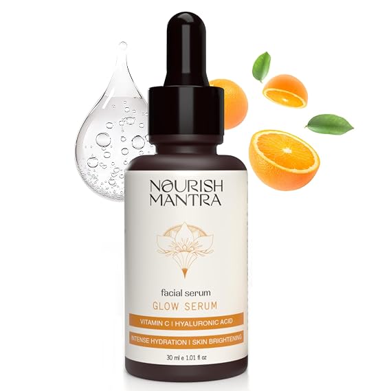 Nourish Mantra Vitamin C Serum Anti Aging Facial Serum with Vitamin C, Hyaluronic Acid, Niacinamide Glowing Serum Even Skin Tone, Improve Appearance of Dark Spots, Fine Lines & Wrinkles, 30 ml