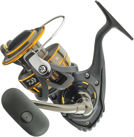 Daiwa BG2500 BG Saltwater Spinning Reel, 2500, 5.6: 1 Gear Ratio, 6+1 Bearings, 33.20" Retrieve Rate, 13.20 lb Max Drag,Black/gold