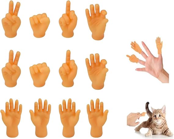 YANGWEN 12 Pack Mini Hand Finger Puppets - Funny Rubber Hand Puppets for Kids & Adults - Interactive Toys for Family Gatherings, Storytelling & Pet Play
