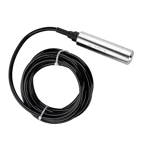 Liquid Level Sensor 0-5M Range, Stainless Steel Monitor in 4-20mA Output and Waterproof Cable for Tanks/Reservoirs Water Monitoring