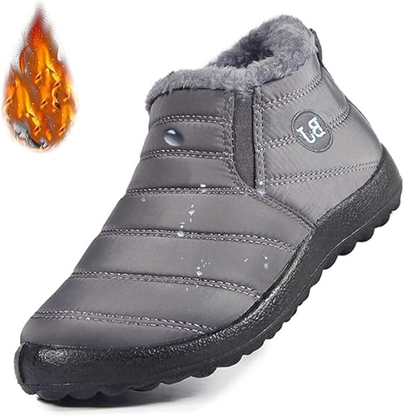 Gallen Waterproof Boots, Bj Short Winter Boots for Women Waterproof Snow Boots, Anti-Slip Warm Ankle Boots (Color : Gray, Size : 37)