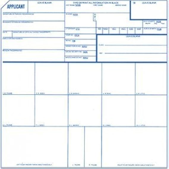 Fingerprint Cards, Applicant FD-258, 15 Pack