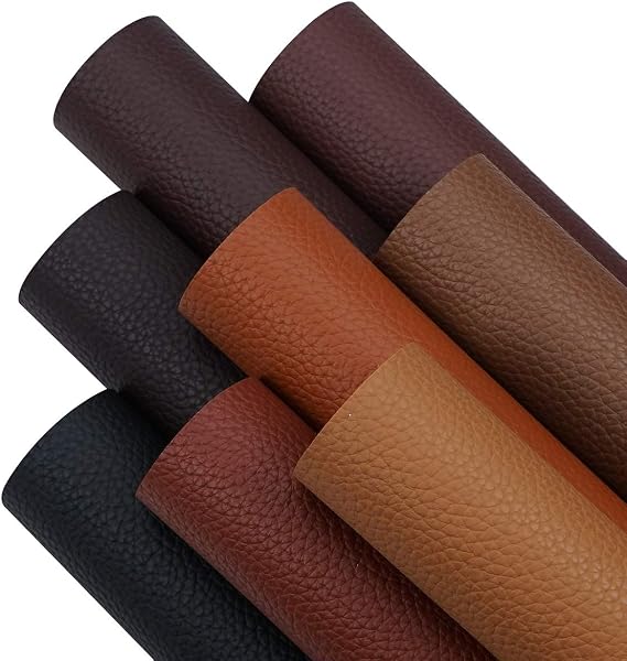 LITCHI 8 Pieces 8x12 Inch Dark Color Grain Texture Faux Leather Sheets for Earrings Hair Bows