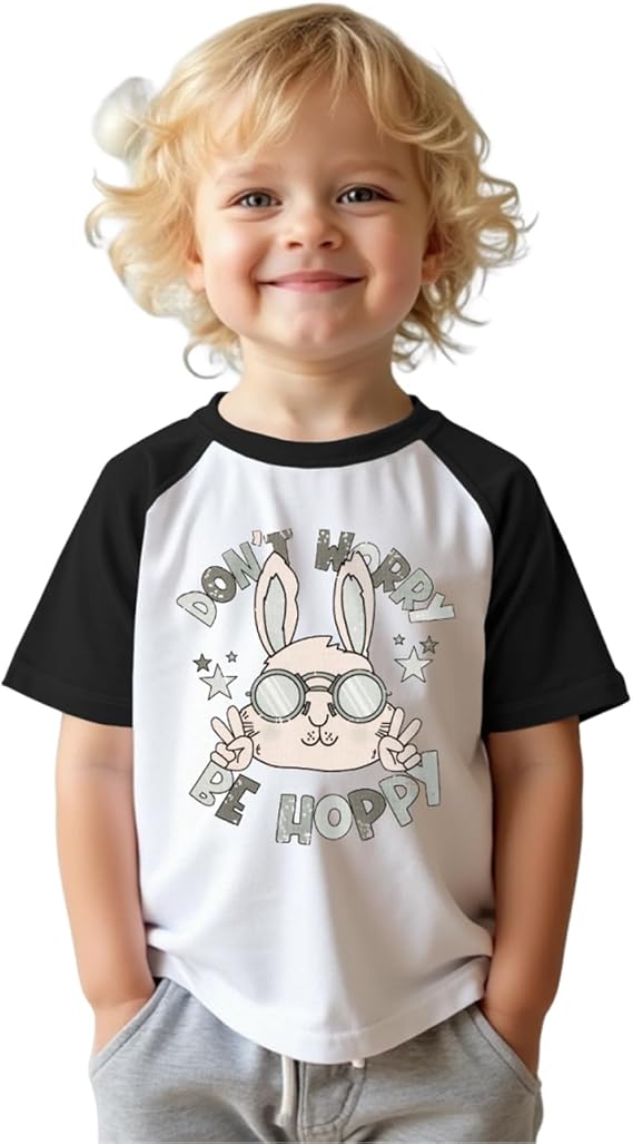 CM C&M WODRO Toddler Boy Easter T-Shirt Hip Hop Bunny Shirt Raglan Short Sleeve Kids Funny Rabbit Graphic Tees Tops