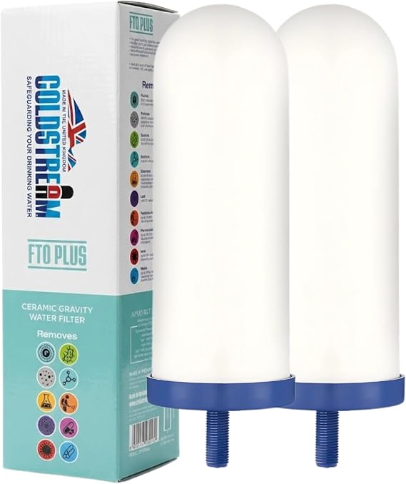 Coldstream FTO Plus Water Filter Cartridge (2 Pack) - Long-Lasting Berkey Filter Replacement, Waterdrop Filter Replacement - Reduces Lead, Fluoride, Viruses, and Microplastics