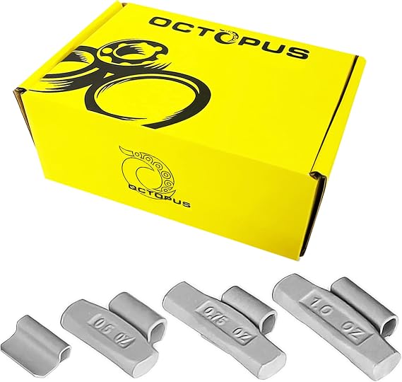 OCTOPUS P-Style, Coated Wheel Weights, 100 Pc Assortment, FE, Clip-On Lead-Free Compatible with Steel and Alloy Rims 0.25 oz / 0.50 oz / 0.75 oz / 1.0 oz Balancing Weights, 25 Pc Mix (100 Pieces)