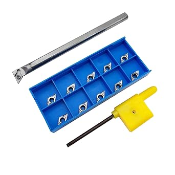Tungsten Steel Tool Holders C08K-SDUCR07Boring Bar +10PCS DCGT070204-AK DCGT21.51 Indexable Carbide Turning Insert Blades Boring and Outer circlr for Aluminum Copper Plastic Cutting
