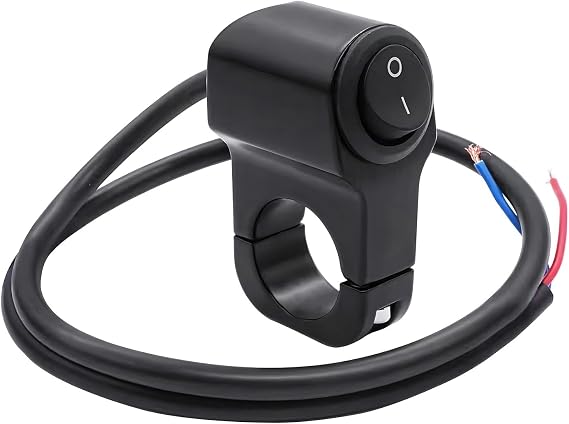 Motorcycle Handlebar Switch, 12V Waterproof Handlebar Light Switch with On-Off Push Button, Aluminum Alloy Toggle Switches for ATV UTV Scooters with 7/8"(22mm) Handlebars (1 PCS)