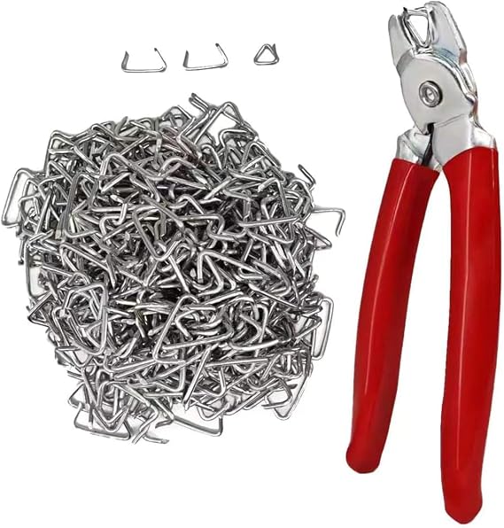 Hog Ring Angled Pliers Set of 300 Hog Rings - Professional Upholstery Installation Kit