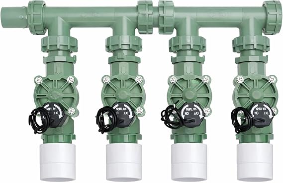Orbit 4-Valve Preassembled Sprinkler Manifold Easy Install, Works with PVC & Poly Pipe, Includes 4 3/4" Poly Male Adapter (4-Valve)