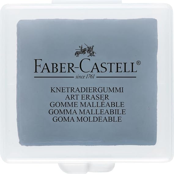 Faber-Castell Yoğurulabilir Sanat Silgisi Gri, yumuşak düzeltmeler için ergonomik şekilli kaliteli silgi, leke ve PVC içermez