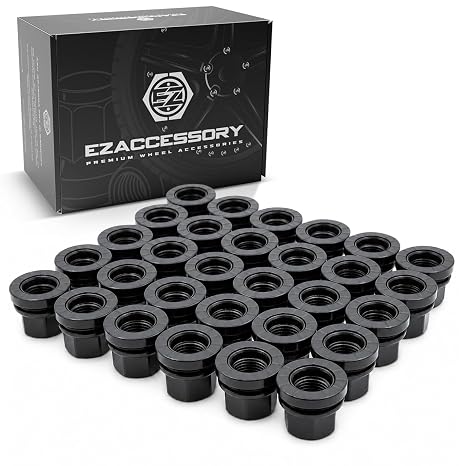 EZAccessory Wheel Lug Nuts Replacement for Ford F250 F350 Before 1999 9/16" Thread Flat Washer Black Set of 32
