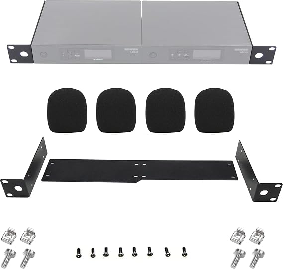 Rackmount Bracket Kit fit for Sure QLXD4 Receivers Wireless System Mount on 1U Standard 19'' Rack Distribution, with Microphone Inner Foam Accessory (Bracket for 2 Receivers)