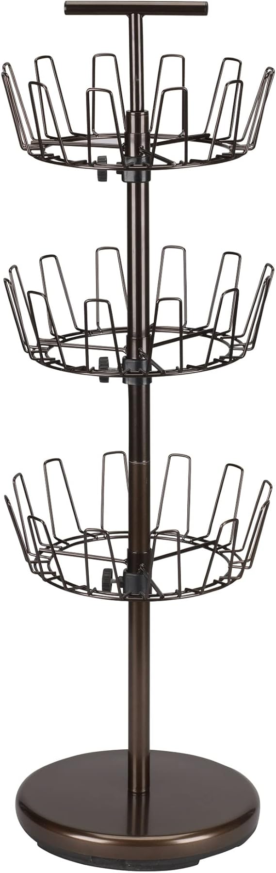 Household Essentials 2138 Three-Tier Adjustable Revolving Shoe Rack | Bronze