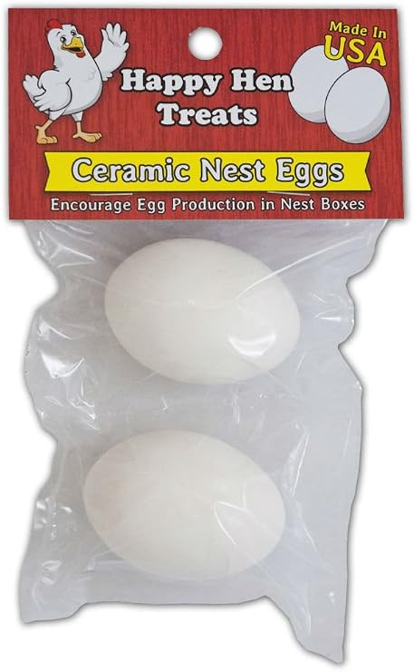 Happy Hen Treats Ceramic Nest Eggs, White, 2 Pack