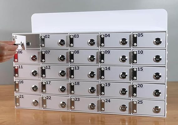 Cell Phone Charging Stations 20-100 Slots Cell Phone Locker Box w/Door Locks -Keys Wall Mounted Cell Phone Storage Cell Phone Lock Box School (40Grids)