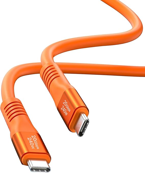 240W USB C - USB C Kablosu Silikon 6,6FT, USB 3.2 Gen 2 Hızlı Şarj Kablosu 20 Gbps Veri Aktarımı 4K Video iPhone 15 Pro Max, iPad, MacBook, Chromebook, Anahtar, Dizüstü Bilgisayar, Dell XPS ile Uyumlu