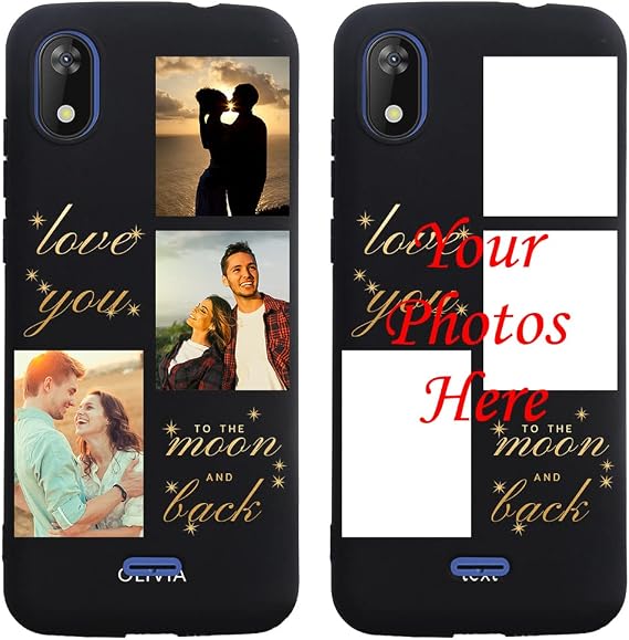 Personalized Phone Case for Moxee M2160, Multi-Photo Anti-Scratch Soft Shock-Proof Protective Cover Personalized Customized Photo Cover Make Your Own Case for Moxee M2160, Black