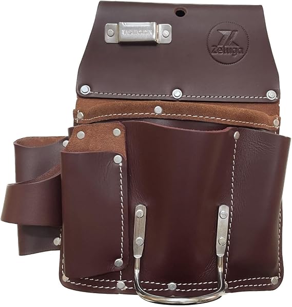 Zeluga 11 Pocket Pro Leather Drywall Pouch, Cherry