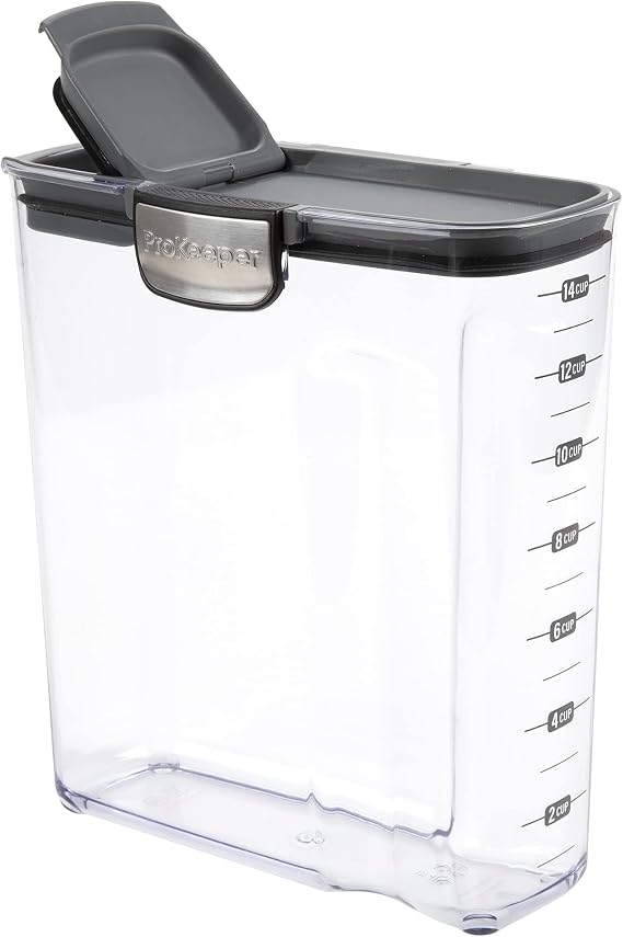 ProKeeper+ by Progressive International Clear Plastic Airtight Food Baker's Kitchen Storage Organization Container Canister Set with Magnetic Accessories (Cereal 4.2-Quart)