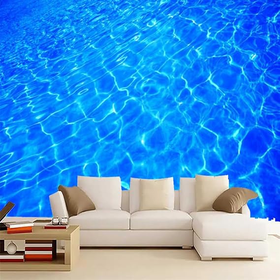 ELGADO Ocean Ripples 3D Wall Mural, Fresh Sea Level Removable Self-Adhesive Wallpaper Wall Decoration Murals, for Boys Girls Kids Room Living Room TV Sofa Backdrop Decor,48" W x36 H