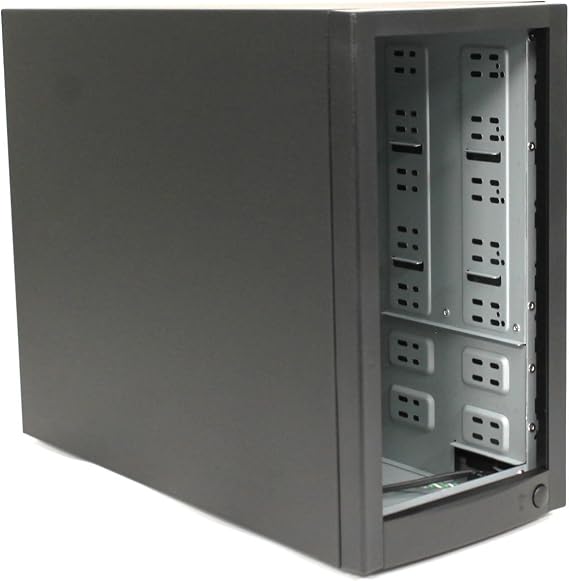 DupliM External 7-Bay Duplicator Case Enclosure Tower for DVD CD Blu-ray HDD USB - Includes UL Power Supply