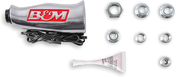 B&M 80658 Brushed Aluminum T-Handle Shifter Grip with Button and SAE Thread Inserts