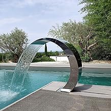 Swimming Pool Fountain for Inground Pools Garden Outdoor Pond, Stainless Steel Pool Waterfall Fountain Swimming Pool Spray Screen