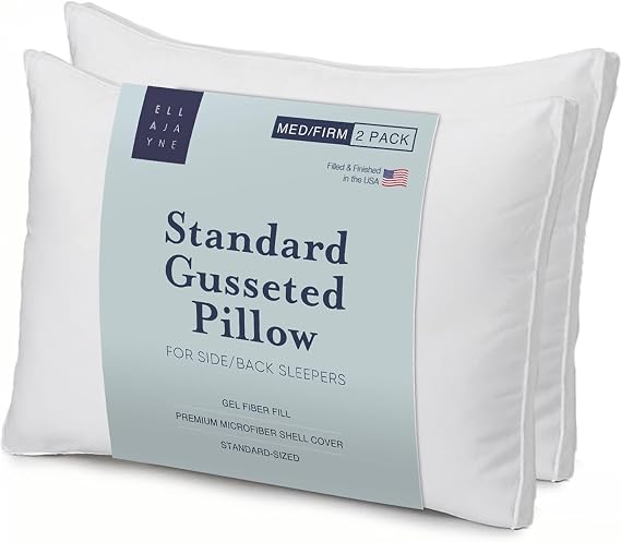 Ella Jayne - Luxury Hotel Quality Pillows for Bed, Set of 2 - King Size - Firm Bed Pillow with 1" Gusset, Gel Fiber Fill, Best Pillows for Sleeping, Washable Pillow Support for Side and Back Sleeper