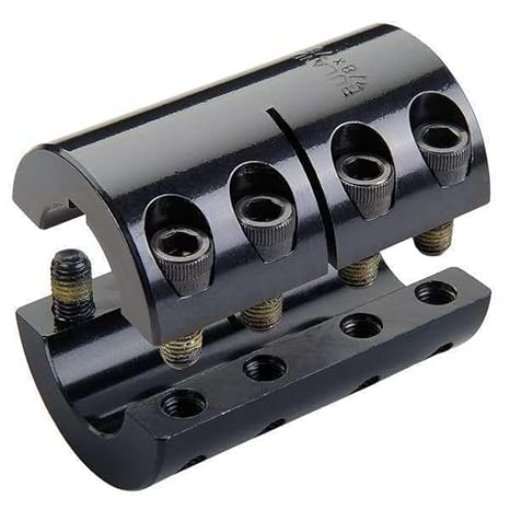 Ruland MSPC-25-25-F Two-Piece Clamping Rigid Coupling with Keyway, Black Oxide Steel, Metric, 25mm Bore A Diameter, 25mm Bore B Diameter, 45mm OD, 75mm Length, 8mm x 8mm Keyway Width