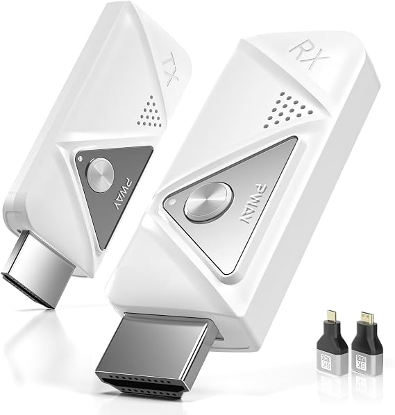 Wireless HDMI Transmitter and Receiver 164FT/50M, 4K Decode 1080P@60Hz Ultra HD Video Output, Plug&Play 5G+2.4G for Video and Audio to Monitor from PC/Projector/TV Box (1TX+1RX)