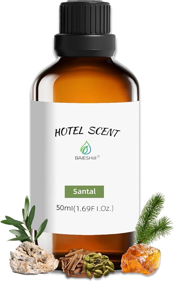 Santal Scent Essential Oil, Hotel Diffuser Oil, 1.69 Fl Oz Pure Aromatherapy Fragrances, Christmas Gift Luxury Scents with Sandalwood, Cedarwood and Musk for Diffuser