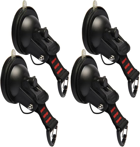 Heavy Duty Suction Cup Anchors Hooks,4 Pcs Outdoor Strong Suction Cups | Car Awning Accessories for RV SUV Boat Camping, Reusable Vacuum Mounts for Tarp Canopy Kayak Cargo with 22 lb Hold