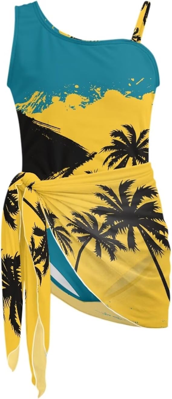 HUIACONG One Piece Girls Swimsuit Quick Dry Girls Halter Bathing Suit Adjustable Straps Size 7-18