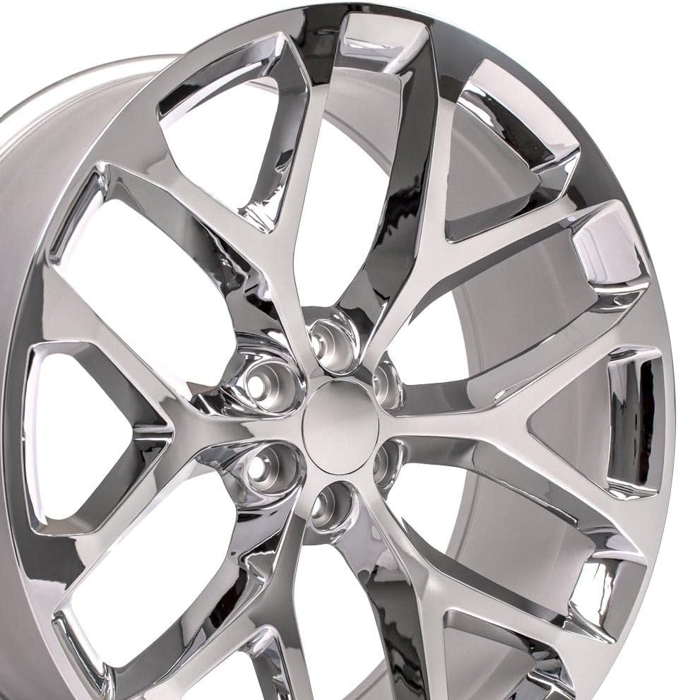 OE Wheels CV98B 26 Inch Rim Fits Silverado 1500 Snowflake Style 6x139.7 26x10 Chrome - Hollander 5904 1