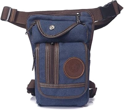 Hebetag Canvas Thigh Drop Leg Bag for Men Tactical Military Motorcycle Rider Multi-pocket Waist Fanny Pack Mens Travel Hiking Climbing Cycling Outdoors