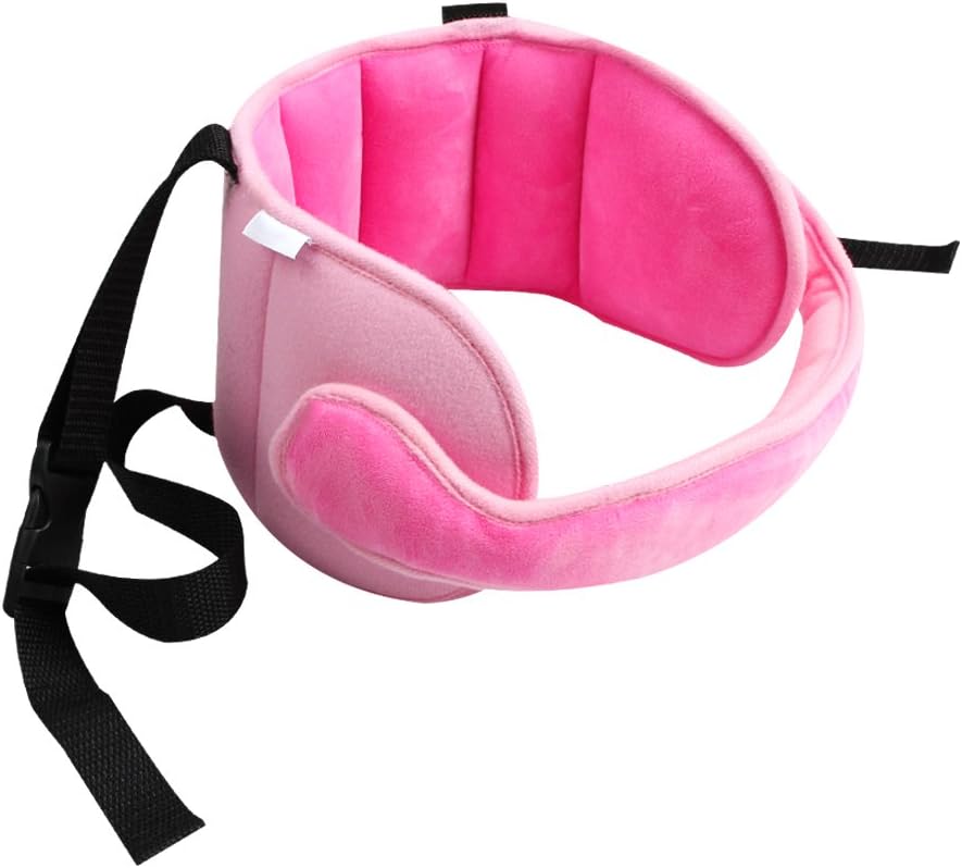 KAKIBLIN Adjustable Toddler Car Seat Head Support Band, Child Head Support for Car Seat, Safety Car Seat Neck Relief, Pink