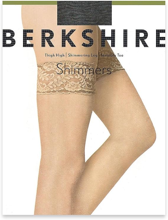 Berkshire 1340 Women's Lace Top Shimmers Thigh High Ultra Sheer 15 Denier Sandalfoot Stockings