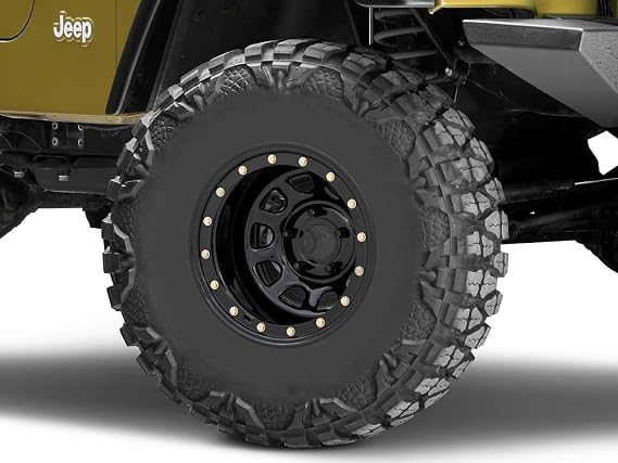 Mammoth D-Window Simulated Beadlock Gloss Black Wheel; 15x10; -44mm Offset Compatible For 97-06 Jeep Wrangler TJ