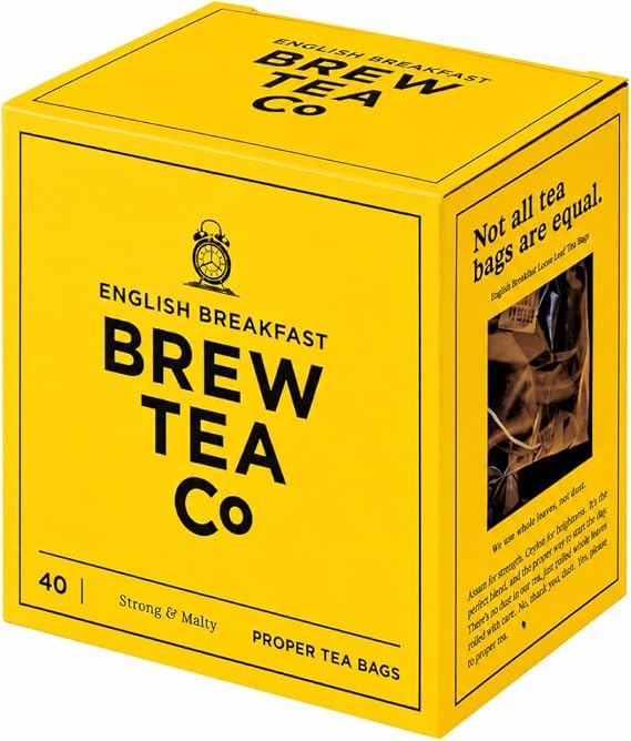Brew Tea Co - English Breakfast Proper Tea Bags - Strong and Malty - 40 Tea Bags