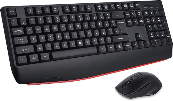 HUO JI Wireless Keyboard and Mouse Combo, with Wrist Rest and 3 Level DPI