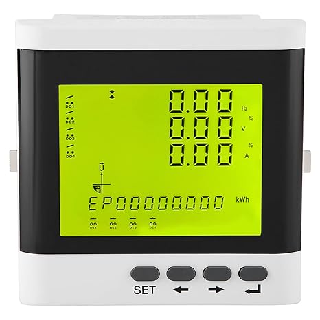 Three Phase Power Meter, ABS Three Phase Programmable Electric Power Meter, Reverse Connection Protect 3 Phase Voltage Meter for Electrical Monitoring